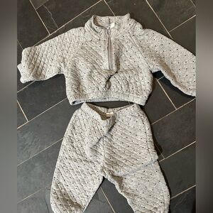 Gap baby sweatsuit, grey with black pin dot (12-18 mos) - $10